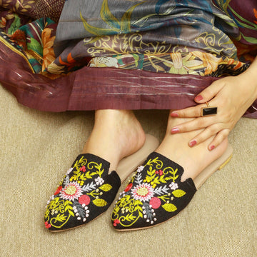 Artful Elegance: Embroidered Mules For Women